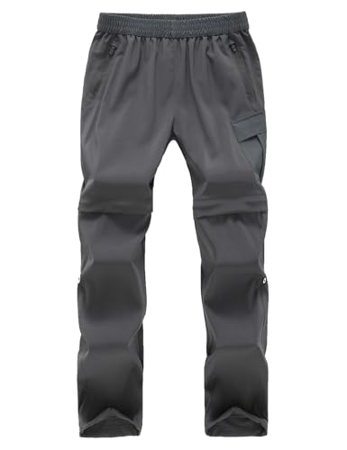 Echinodon Kinder 2-in-1-Outdoorhose Sommer Zipp Off Hose Dünn Leicht Wasserdicht Jungen Mädchen Trekkinghose Wanderhose Grau 160 von Echinodon