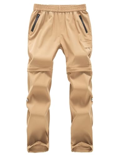 Echinodon Kinder 2-in-1-Outdoorhose Sommer Zipp Off Hose Dünn Leicht Wasserdicht Jungen Mädchen Trekkinghose Wanderhose Khaki 170 von Echinodon