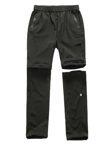 Echinodon Kinder 2-in-1-Outdoorhose Sommer Zipp Off Hose Dünn Leicht Wasserdicht Jungen Mädchen Trekkinghose Wanderhose Schwarz 140 von Echinodon