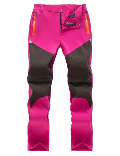 Echinodon Kinder 2-in-1 Outdoorhose Sommer Zipp Off Hose Schnelltrocknend Dünn Leicht Wanderhose Trekkinghose Rosa 150 von Echinodon