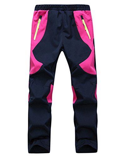 Echinodon Kinder Gefütterte Hose Softshellhose Winddicht Wasserabweisend Atmungsaktiv Warm Regenhose Skihose Jungen Mädchen Rosa L von Echinodon