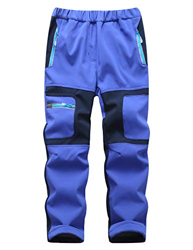 Echinodon Kinder Gefütterte Hose Softshellhose Winddicht Wasserabweisend Warm Jungen Mädchen Winter Outdoorhose Wanderhose Blau S von Echinodon