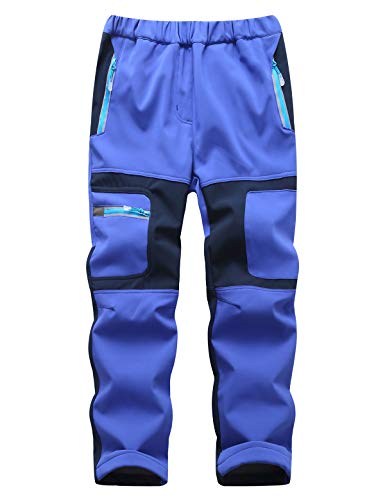 Echinodon Kinder Gefütterte Hose Softshellhose Winddicht Wasserabweisend Warm Jungen Mädchen Winter Outdoorhose Wanderhose Blau XL von Echinodon