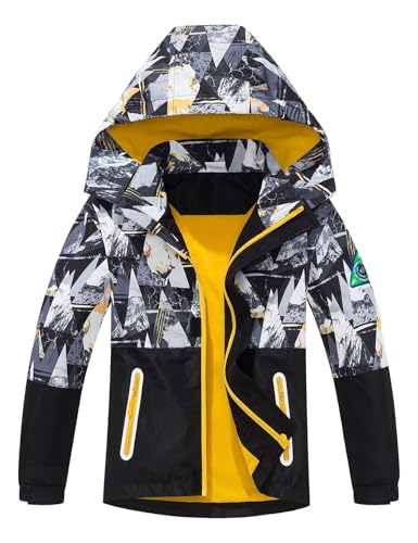 Echinodon Kinder Gefütterte Jacke Jungen Outdoorjacke wasserabweisend winddicht Teenager Übergangsjacke Wanderjacke Regenjacke Herbst Grau 140 von Echinodon
