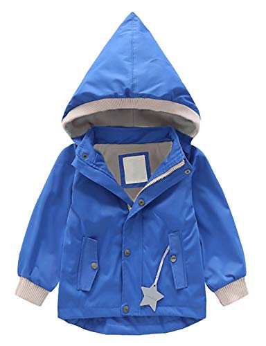 Echinodon Kinder Gefütterte Outdoorjacke Winddicht Wasserabweisend Mädchen Jungen Jacke mit Reflektoren Wanderjacke Übergangsjacke Blau 130 von Echinodon