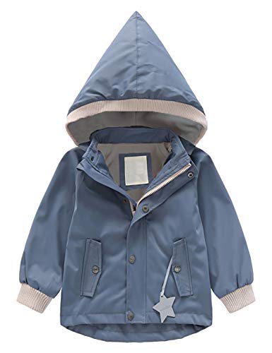 Echinodon Kinder Gefütterte Outdoorjacke Winddicht Wasserabweisend Mädchen Jungen Jacke mit Reflektoren Wanderjacke Übergangsjacke Grau 100 von Echinodon