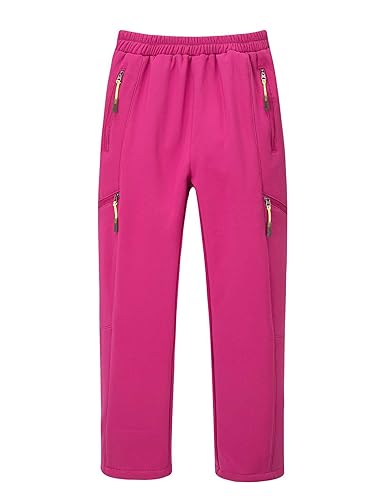 Echinodon Kinder Gefütterte Softshellhose Outdoorhose Jungen Mädchen Hose Winddicht Wasserabweisend Trekkinghose Wanderhose Rosa S von Echinodon