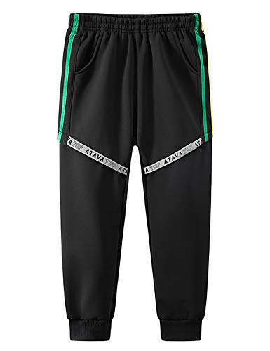 Echinodon Kinder Gefütterte Sporthose Winter Hose Jungen Mädchen Freizeit Hose Jogginghose Schwarz 140 von Echinodon