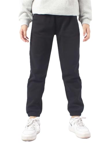 Echinodon Kinder Gefütterte Sweathose Winter Hose Sporthose Jogginghose Mädchen Jungen Thermohose Schwarz 130 von Echinodon