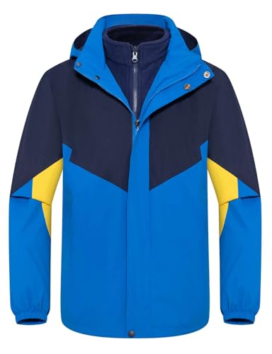 Echinodon Kinder Jacke 3 in 1 Jacke Jungen Mädchen Outdoorjacke Wasserabweisend Winddicht Wanderjacke Blau 140 von Echinodon
