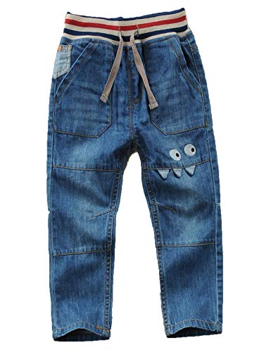 Echinodon Kinder Jeans Hose Jungen Jeanshose 100% Baumwolle Leicht/Weich/Atmungsaktiv Frühling Sommer Herbst 104 von Echinodon