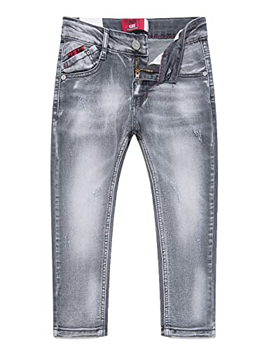 Echinodon Kinder Jeans Jungen Jeanshose Baumwolle Denim Hose Grau 10Y von Echinodon