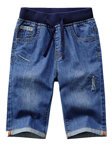 Echinodon Kinder Jeans Shorts Junge Jeanshose Kurz Hose Sommer Weich/Leicht/Atmungsaktiv Jeansshorts K 140 von Echinodon