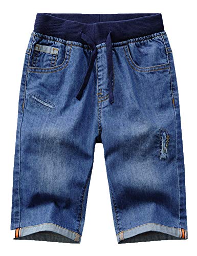 Echinodon Kinder Jeans Shorts Junge Jeanshose Kurz Hose Sommer Weich/Leicht/Atmungsaktiv Jeansshorts K 164 von Echinodon