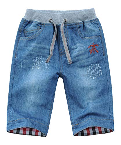 Echinodon Kinder Jeans Shorts Junge Jeanshose Kurz Hose Sommer Weich/Leicht/Atmungsaktiv Jeansshorts M 116 von Echinodon