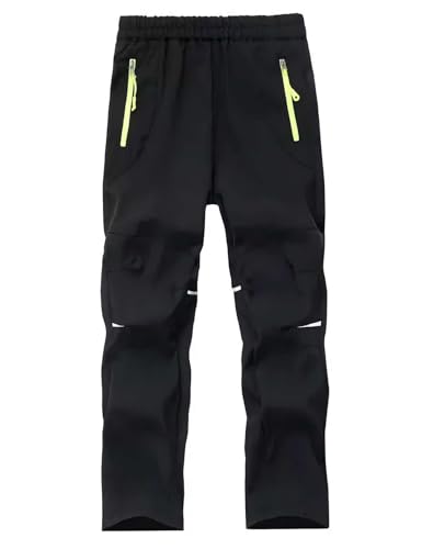 Echinodon Kinder Outdoorhose Leicht Wanderhose Trekkinnghose Mädchen Jungen Wasserdicht Hose Frühling Herbst Schwarz L von Echinodon