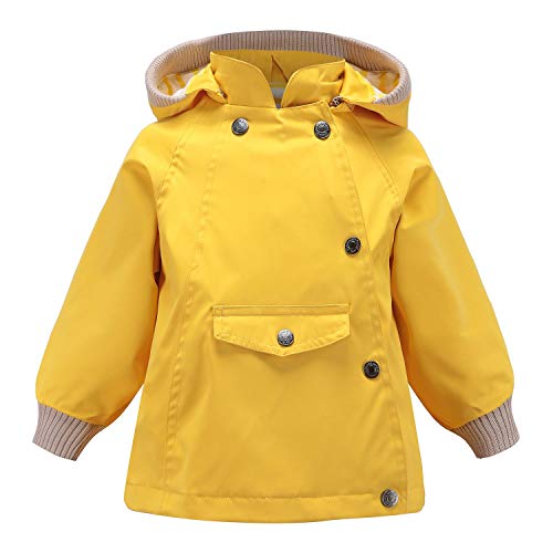 Echinodon Kinder Outdoorjacke Wasserabweisend Winddicht Jacke Mädchen Jungen Funktionsjacke Wanderjacke Regenjacke Gelb 130 von Echinodon