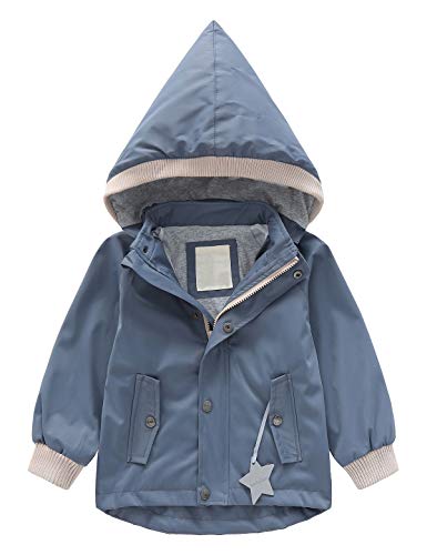 Echinodon Kinder Outdoorjacke Winddicht Wasserabweisend Jacke mit Reflektoren Mädchen Jungen Regenjacke Übergangsjacke Wanderjacke Grau 120 von Echinodon