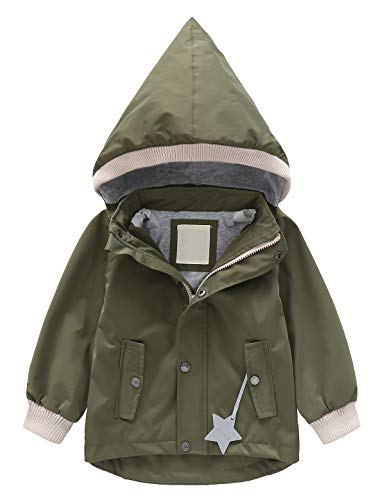 Echinodon Kinder Outdoorjacke Winddicht Wasserabweisend Jacke mit Reflektoren Mädchen Jungen Regenjacke Übergangsjacke Wanderjacke Grün 100 von Echinodon