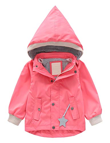 Echinodon Kinder Outdoorjacke Winddicht Wasserabweisend Jacke mit Reflektoren Mädchen Jungen Regenjacke Übergangsjacke Wanderjacke Rosa 100 von Echinodon