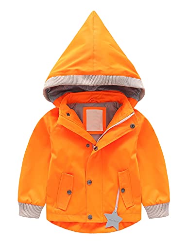 Echinodon Kinder Outdoorjacke Winddicht Wasserabweisend Jacke mit Reflektoren Übergangsjacke Mädchen Jungen Regenjacke Orange 90 von Echinodon