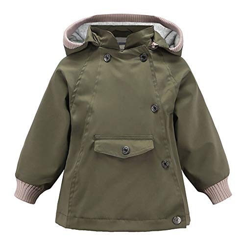 Echinodon Kinder Outdoorjacke mit Fleecefutter Winddicht Wasserabweisend Mädchen Jungen Jacke mit Reflektoren Wanderjacke Übergangsjacke Armeegrün 100 von Echinodon