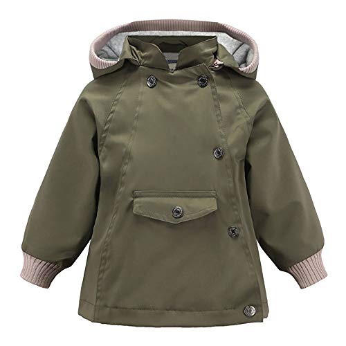 Echinodon Kinder Outdoorjacke mit Fleecefutter Winddicht Wasserabweisend Mädchen Jungen Jacke mit Reflektoren Wanderjacke Übergangsjacke Armeegrün 140 von Echinodon