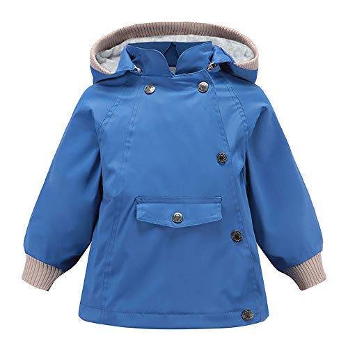 Echinodon Kinder Outdoorjacke mit Fleecefutter Winddicht Wasserabweisend Mädchen Jungen Jacke mit Reflektoren Wanderjacke Übergangsjacke Blau 110 von Echinodon