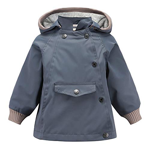 Echinodon Kinder Outdoorjacke mit Fleecefutter Winddicht Wasserabweisend Mädchen Jungen Jacke mit Reflektoren Wanderjacke Übergangsjacke Grau 100 von Echinodon
