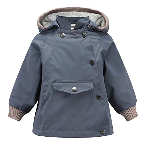 Echinodon Kinder Outdoorjacke mit Fleecefutter Winddicht Wasserabweisend Mädchen Jungen Jacke mit Reflektoren Wanderjacke Übergangsjacke Grau 110 von Echinodon