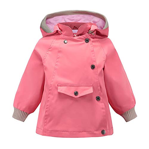 Echinodon Kinder Outdoorjacke mit Fleecefutter Winddicht Wasserabweisend Mädchen Jungen Jacke mit Reflektoren Wanderjacke Übergangsjacke Rosa 100 von Echinodon