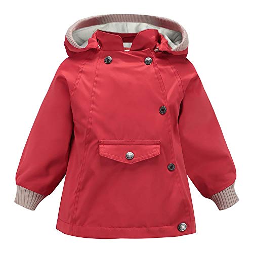 Echinodon Kinder Outdoorjacke mit Fleecefutter Winddicht Wasserabweisend Mädchen Jungen Jacke mit Reflektoren Wanderjacke Übergangsjacke Rot 100 von Echinodon