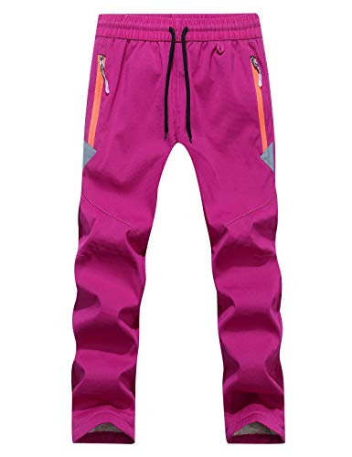 Echinodon Kinder Softshell-Hose mit Samtfutter Wasserabweisend Winddicht Warm Outdoorhose Wanderhose Winter Hose Jungen Mädchen Rosa 3XL von Echinodon