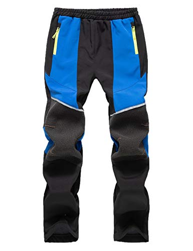 Echinodon Kinder Softshellhose Gefüttert Hose Wasserabweisend Winddicht Jungen Mädchen Outdoorhose Wanderhose Sport Freizeit Hose Herbst Winter Blau XS von Echinodon