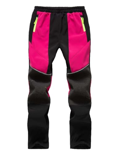 Echinodon Kinder Softshellhose Gefüttert Hose Wasserabweisend Winddicht Jungen Mädchen Outdoorhose Wanderhose Sport Freizeit Hose Herbst Winter Rosa S von Echinodon