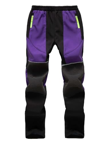 Echinodon Kinder Softshellhose Gefüttert Hose Wasserabweisend Winddicht Jungen Mädchen Outdoorhose Wanderhose Sport Freizeit Hose Herbst Winter Violett 3XL von Echinodon