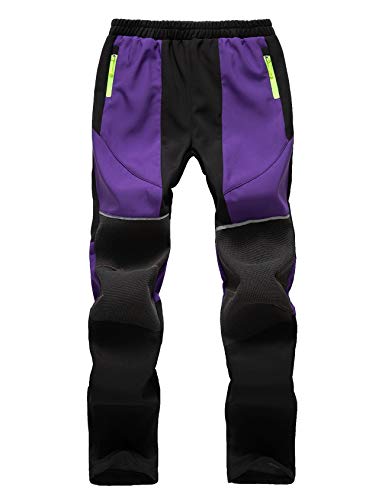 Echinodon Kinder Softshellhose Gefüttert Hose Wasserabweisend Winddicht Jungen Mädchen Outdoorhose Wanderhose Sport Freizeit Hose Herbst Winter Violett L von Echinodon