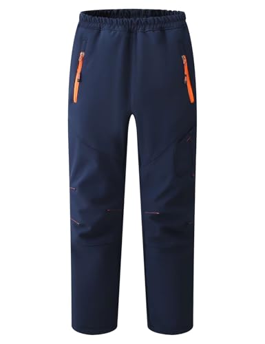 Echinodon Kinder Softshellhose Gefüttert Hose Wasserabweisend Winddicht Jungen Mädchen Outdoorhose Wandern Freizeit Hose Herbst Winter Navyblau XL von Echinodon