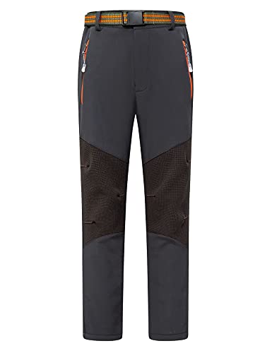Echinodon Kinder Softshellhose Gefüttert Hose mit Reflektor Wasserabweisend Winddicht Jungen Mädchen Outdoorhose Herbst Winter Grau XL von Echinodon
