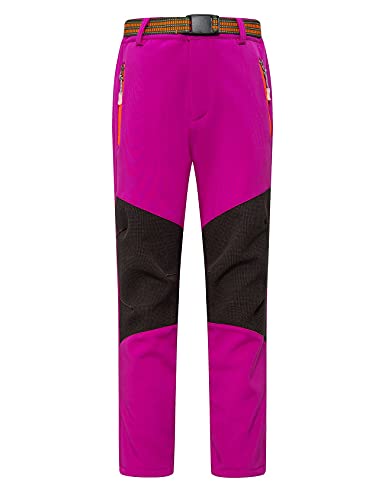 Echinodon Kinder Softshellhose Gefüttert Hose mit Reflektor Wasserabweisend Winddicht Jungen Mädchen Outdoorhose Herbst Winter Rosa M von Echinodon