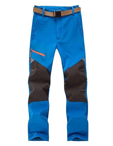 Echinodon Kinder Softshellhose Gefütterte Outdoorhose Jungen Mädchen Hose Winddicht Wasserabweisend Wanderhose Blau L von Echinodon