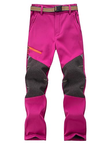 Echinodon Kinder Softshellhose Gefütterte Outdoorhose Jungen Mädchen Hose Winddicht Wasserabweisend Wanderhose Rosa L von Echinodon