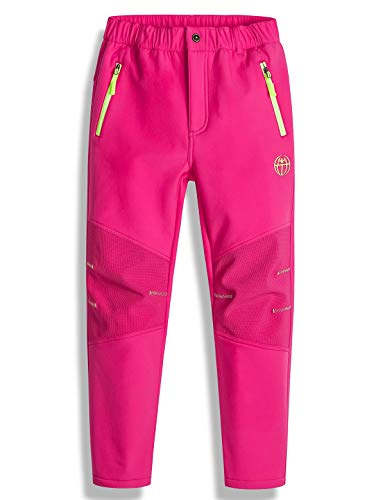 Echinodon Kinder Softshellhose mit Fleecefutter Wasserabweisend Winddicht Warm Outdoorhose Wanderhose Jungen Mädchen Winter Herbst Hose Rosa 140 von Echinodon