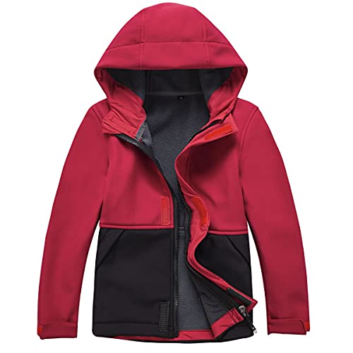 Echinodon Kinder Softshelljacke Gefütterte Jacke Mädchen Jungen Outdoorjacke Wanderjacke Übergangsjacke Rot M von Echinodon