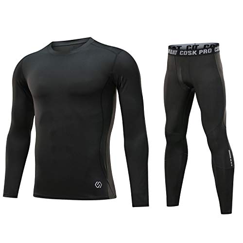 Echinodon Kinder Sportunterwäsche Kompressionsshirt + Kompressionshose Kompressionsunterwäsche Set Funktionsunterwaesche Set für Fitness Fußball Training Radsport Running Schwarz von Echinodon