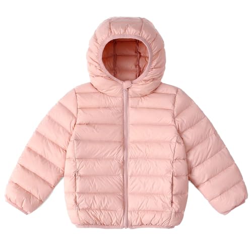 Echinodon Kinder Steppjacke Daunenjacke Winterjacke mit Kapuze Mädchen Jungen Winter Jacke Rosa 160 von Echinodon