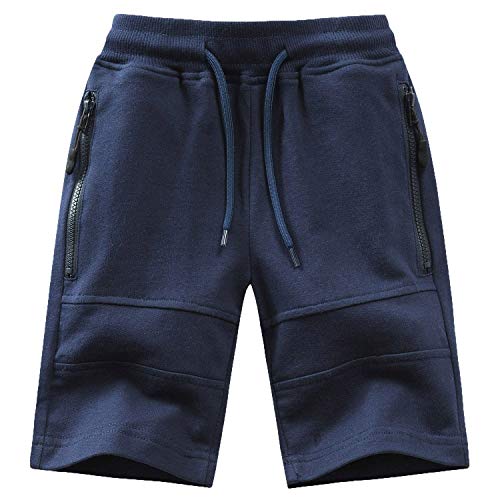 Echinodon Kinder Sweatshorts Jungen 1/2 Hose Kurz Weiche Shorts Baumwolle Sport Freizeit Blau 152 von Echinodon