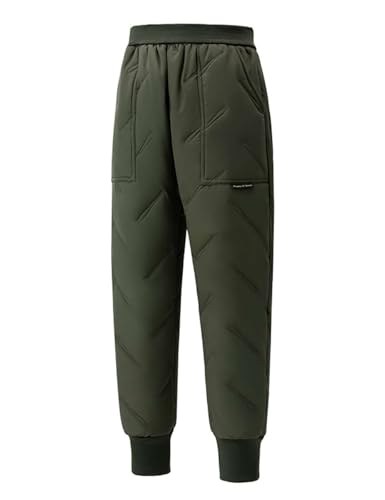 Echinodon Kinder Winterhose Thermohose Jungen Mädchen Winter Verdickte Hose Gefüttert Outdoorhose Armeegrün 130 von Echinodon