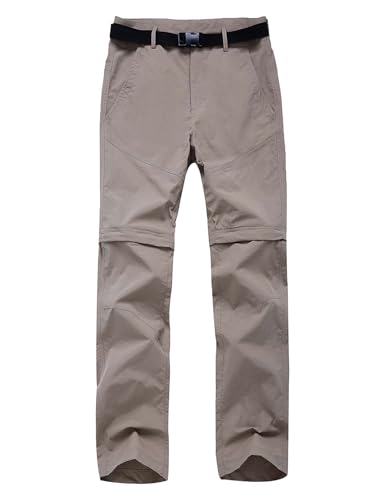 Echinodon Kinder Zip Off Hose 2-in-1 Hose Jungen Mädchen Sommerhose Outdoorhose Schnelltrockend Wanderhose Trekkinghose Khaki 150 von Echinodon