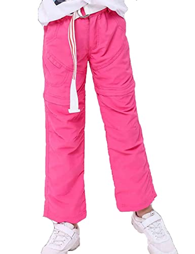 Echinodon Kinder Zip Off Hose 2-in-1 Hose Jungen Mädchen Sommerhose Outdoorhose Schnelltrockend Wanderhose Trekkinghose Rosa 120 von Echinodon